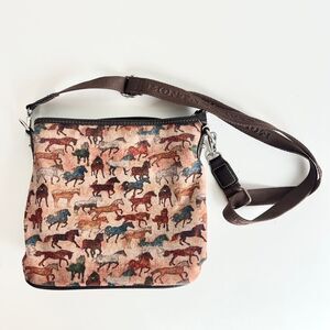 Montana West Novelty Horse Print Brown Crossbody Bag